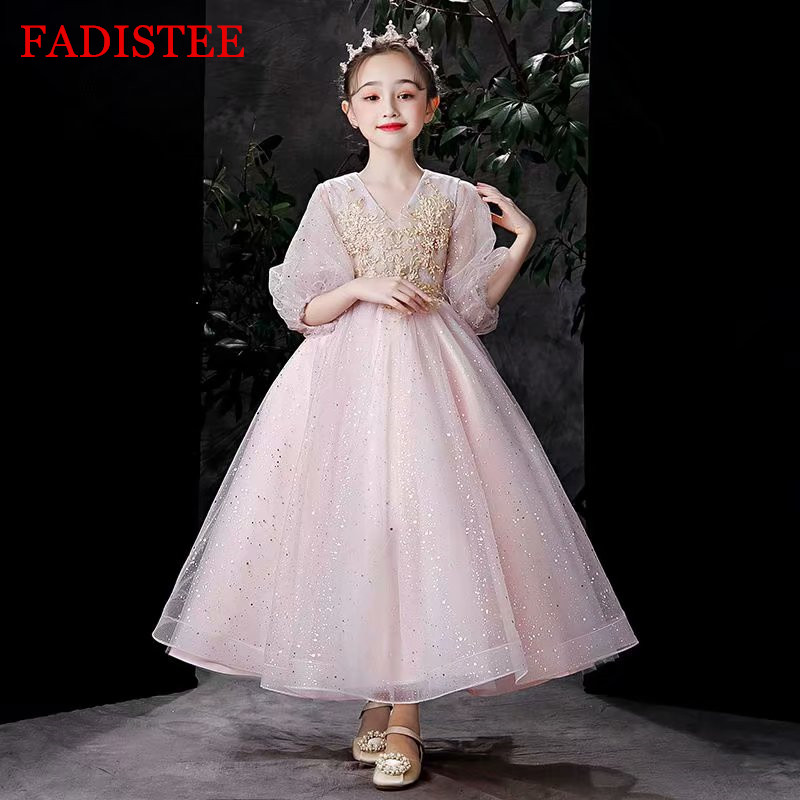 

FADISTEE Girl dress Flower Girl Dresses lace Baby Girl Infant Dress Kids Formal Wear girls dress Ankle-length Tulle Half Sleeve, Same as image