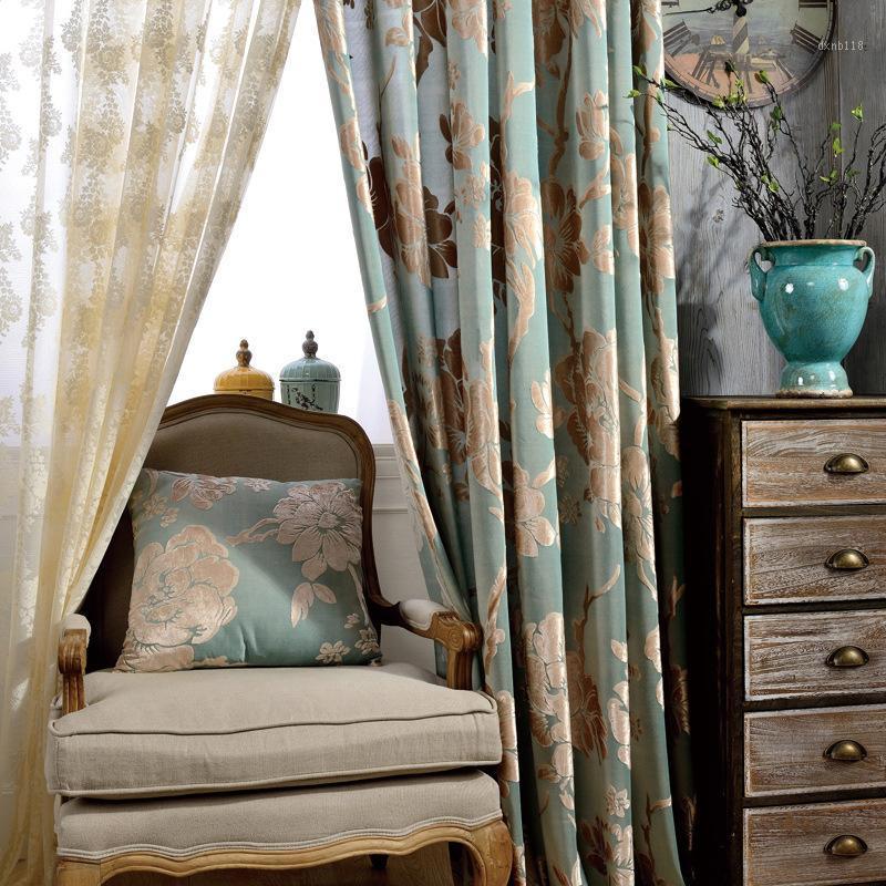 

Europe Pastoral Style Jacquard Floral Pattern Cloth Curtain/Embroidered Curtain Blackout Cloth Curtain for Living Room1, White tulle curtain