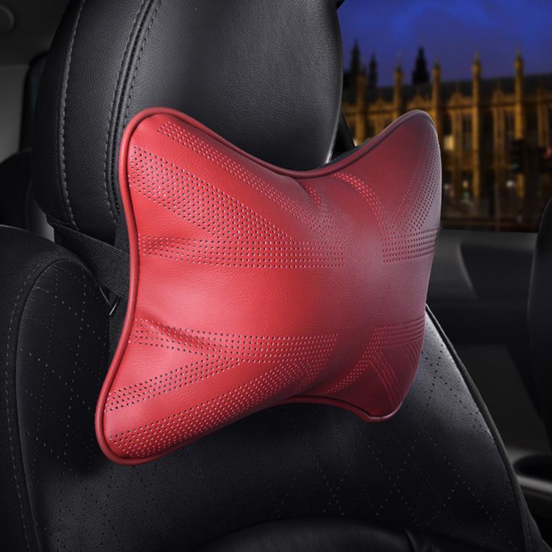 

Leather Neck Pillow For MINI Cooper Eco-friendly leath Headrest Neck Cushion Universal Auto Accessories