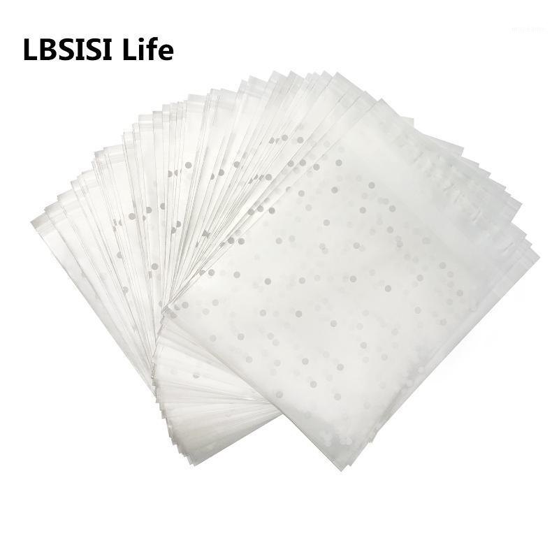 

LBSISI Life 100pcs Candy Cookie Bags Frosted Translucent Dots Plastic Soap Package Bags Cupcake Wrapper Self Adhesive Gift Bag1
