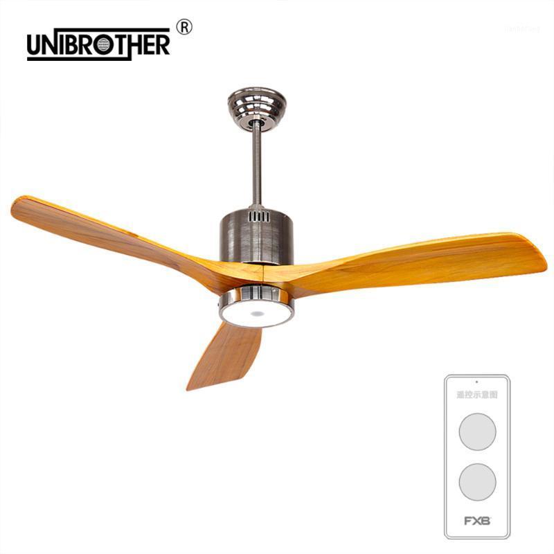 

industrial 52 inch ceiling fan with light remote control European Luxury minimalism modern LED lamp solid 3 wooden blades1