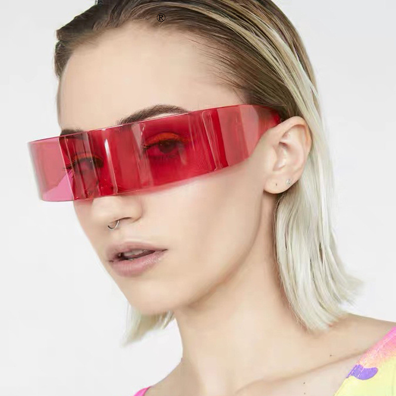 

2020 New technology sense net red hip-hop glasses rectangular one Unisex Sunglasses