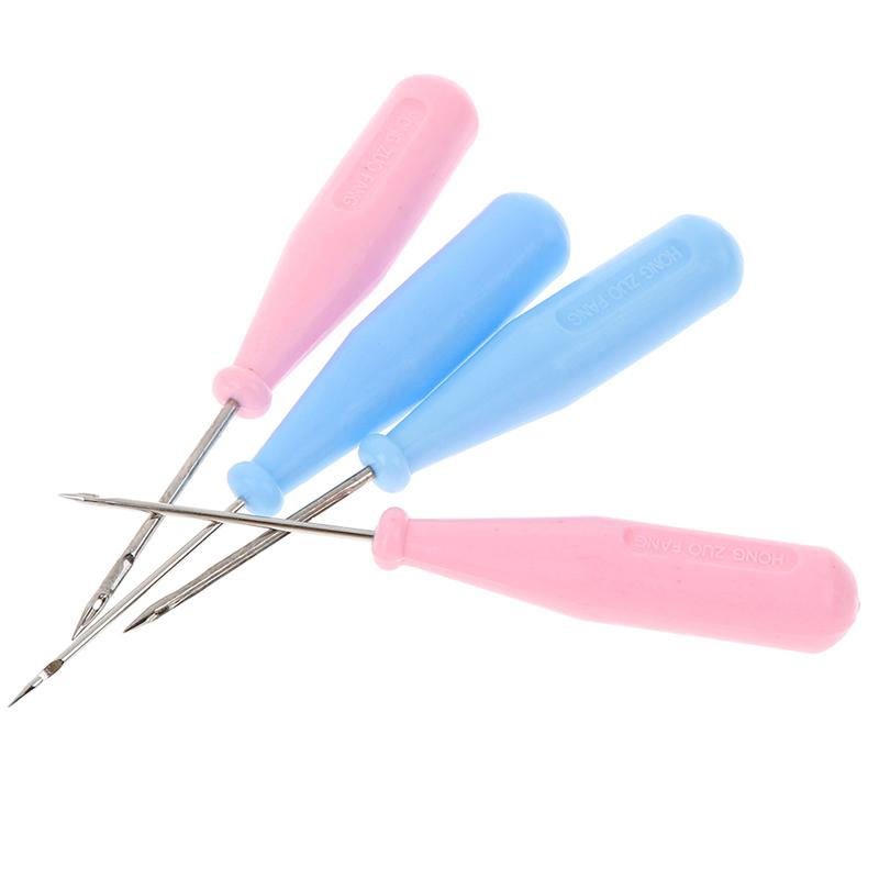 

Steel Stitcher Sewing Awl Shoes Bags Hole Hook DIY Handmade Leather Tool Plastic Handle Cone Needle Shoe Repair Needles