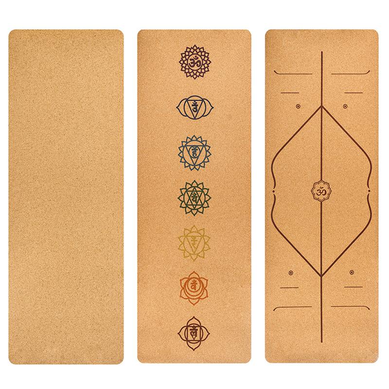 

183 x 68 cm Natural Cork Yoga Mat 5mm Body Alignment Fitness Mat for Yoga Pilates Exercise Non Slip Sport Carpet, Red