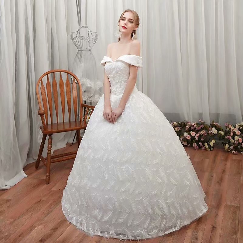 

2021 New Dressed As a Plain Bride, Off Shoulder. 3190, Ivory white
