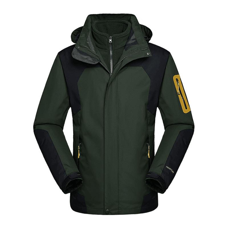 

3 in 1 Men Winter Hiking Camping Skiing Climbing Jackets Waterproof Fishing Thermal Warm Plus Size Outdoor Jackets 5XL, Green
