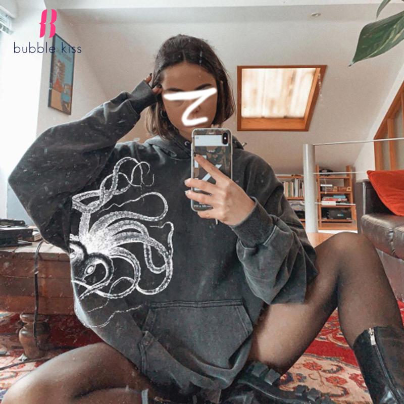 

Women Hoodies Sweatshirts Oversized Hip Hop Vintage Basic Long Sleeve Sweatshirt Tops For Women Printing Loose Leisure Clothing, Photo color