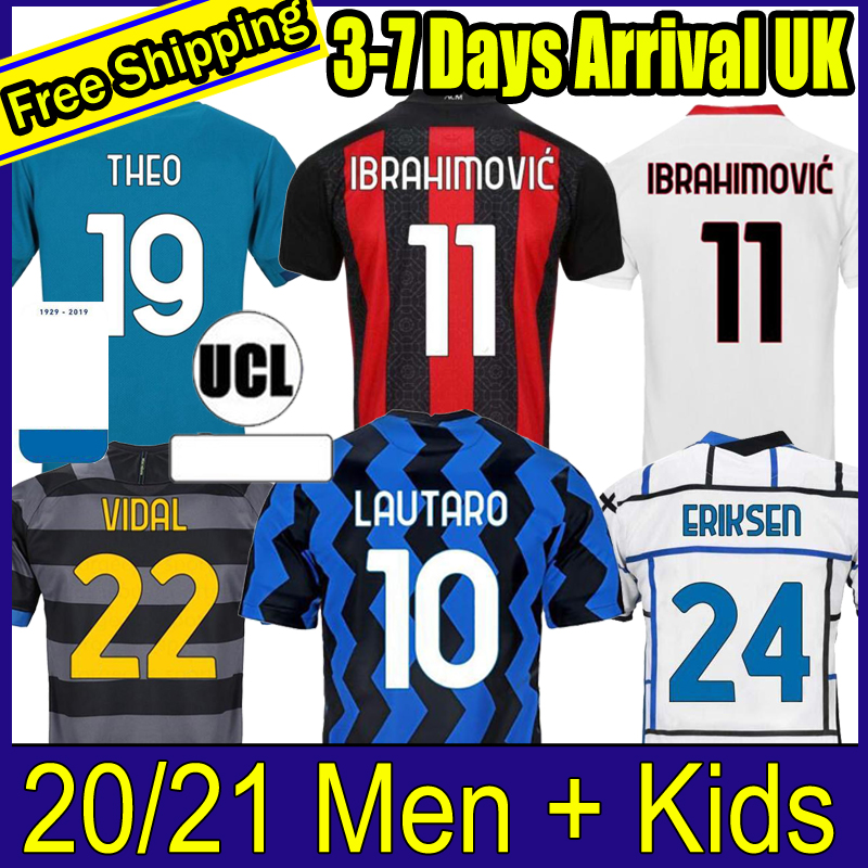 

IBRAHIMOVIC THEO MANDZUKIC AC 20 21 milan soccer jersey 2020 2021 football jerseys shirt kids sets LUKAKU LAUTARO ERIKSEN TONALI BRAHIM, Inter home