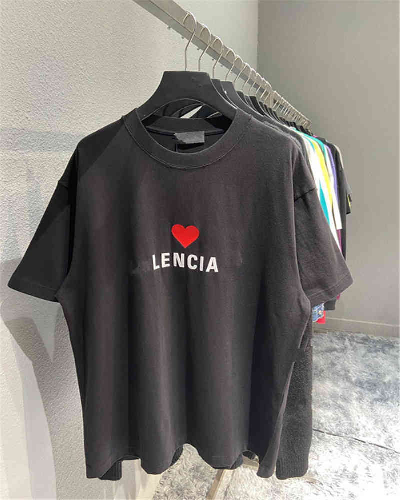 

Men's Hoodies & Sweatshirts Ins 22ss early spring Valentine's day love embroidery print men's and women's Casual Short Sleeve Tee MPPL, White