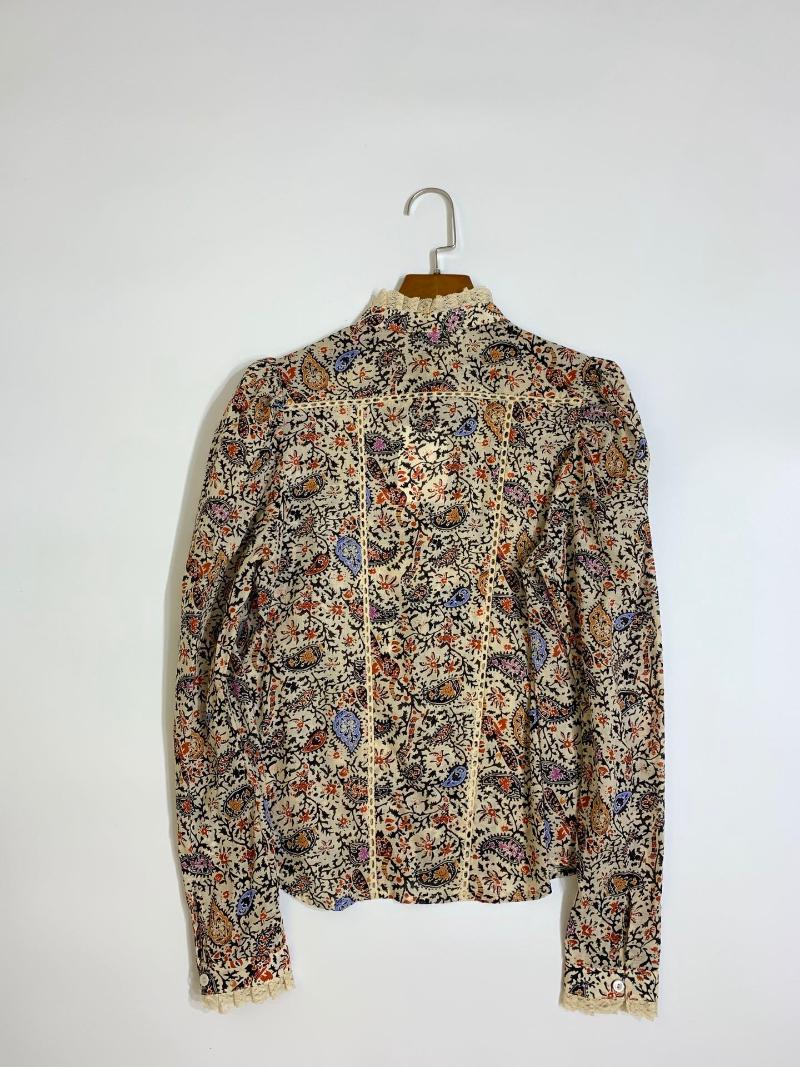 

Women Shirt Vintage Bohemian Lace Cotton Shirt, As pic