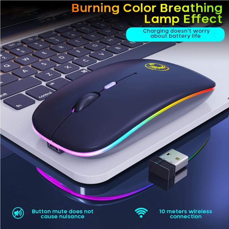 

2.4Ghz Wireless Mouse RGB Bluetooth Mouse Computer Ergonomic Silent Mause Rechargeable Luminous Optical Mice For PC Laptop