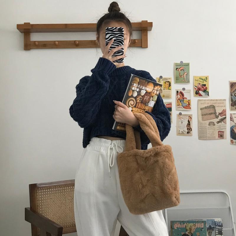 

Tangtang bag / Korean Plush bag for women simple and versatile portable imitation Rex fur wrist, Zebra pattern