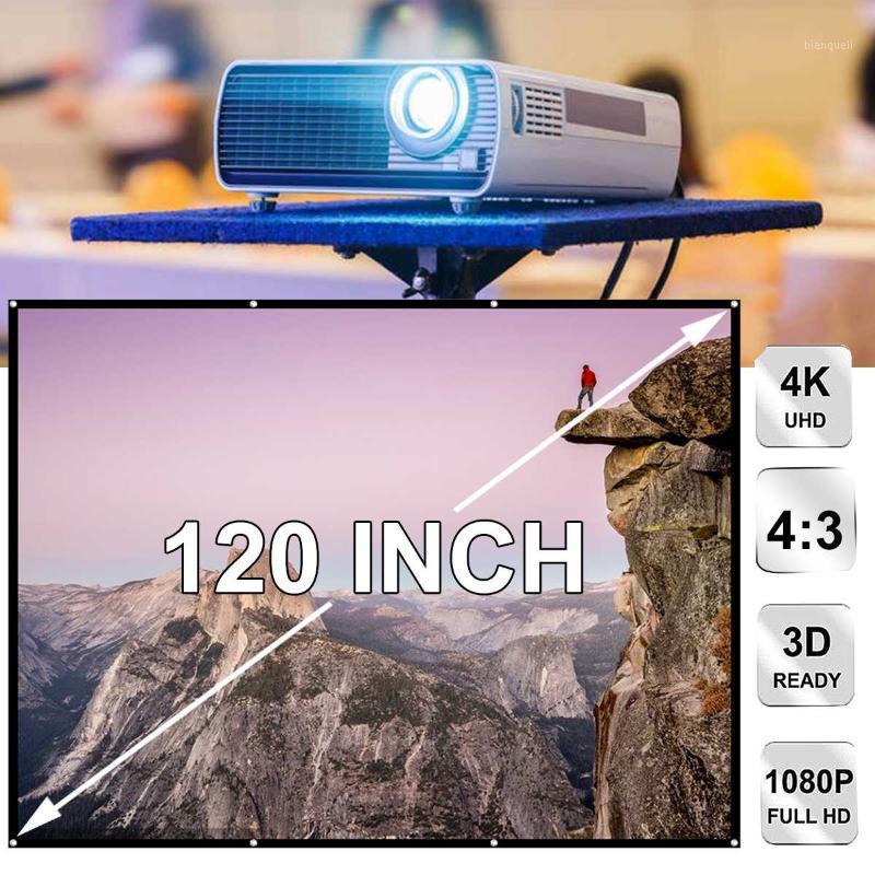 

New 3D HD Foldable 60/72/84/100/120 inch Projector Screen 4:3 Anti-Crease Projection Movies Screen For Home Outdoor with Hooks1