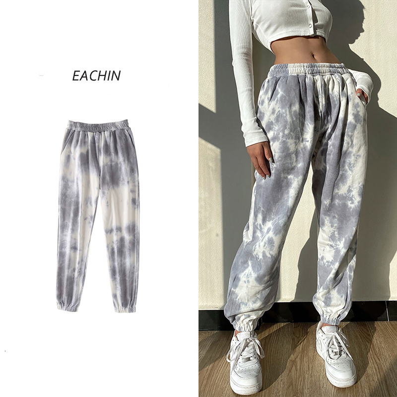

2021 New Female Sports Fashion Tie Dye Pants Plus Size Jogging Pant Quality Woman High Street Clothes 25HM, Purple