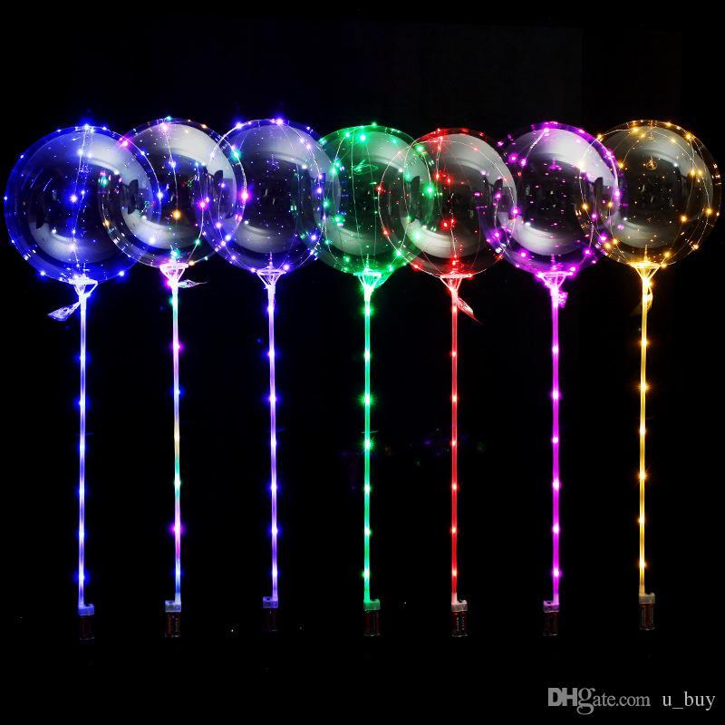 

Led Light BOBO Balloon with Stick Transparent Balloons Luminous Led Round Bubble Balloon Flashing Wedding flower stands Party Decoration