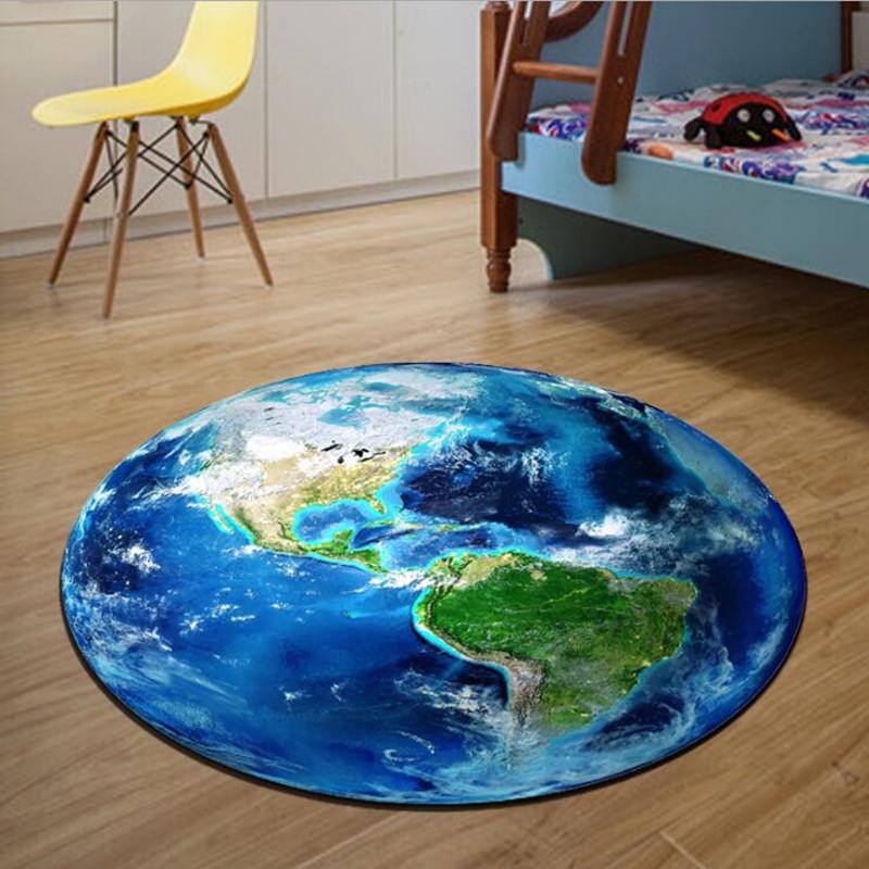 

Round Carpet 3D Print Earth Planet Soft Carpets Anti-slip Rugs Computer Chair Mat Floor Mat for Kids Room Home Decor, As pic