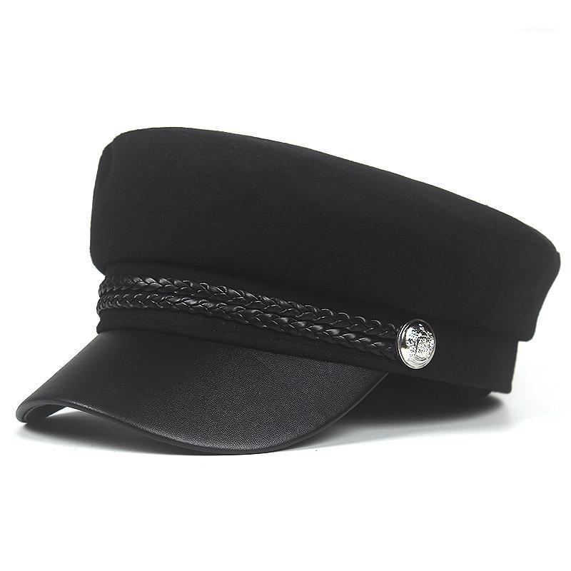 

2020 hot fashion women's wool hat British style warm retro newsboy caps octagonal cap female visor caps wholesale1, Berets gray