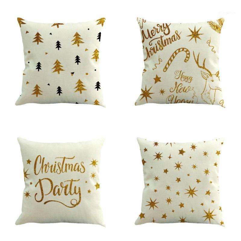 

Christmas Cushion Cover Merry Christmas Decoration Pillowcases Santa Claus Cotton Linen Throw Pillow Case Cover kerstmis navidad1