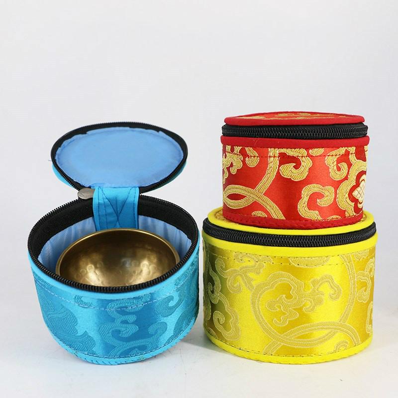 

Nepalese Handmade Singing Bowl Gift Box Buddhist Utensils Storage Cloth Package Tibet Bowl Bag Red Blue Yellow Random Color