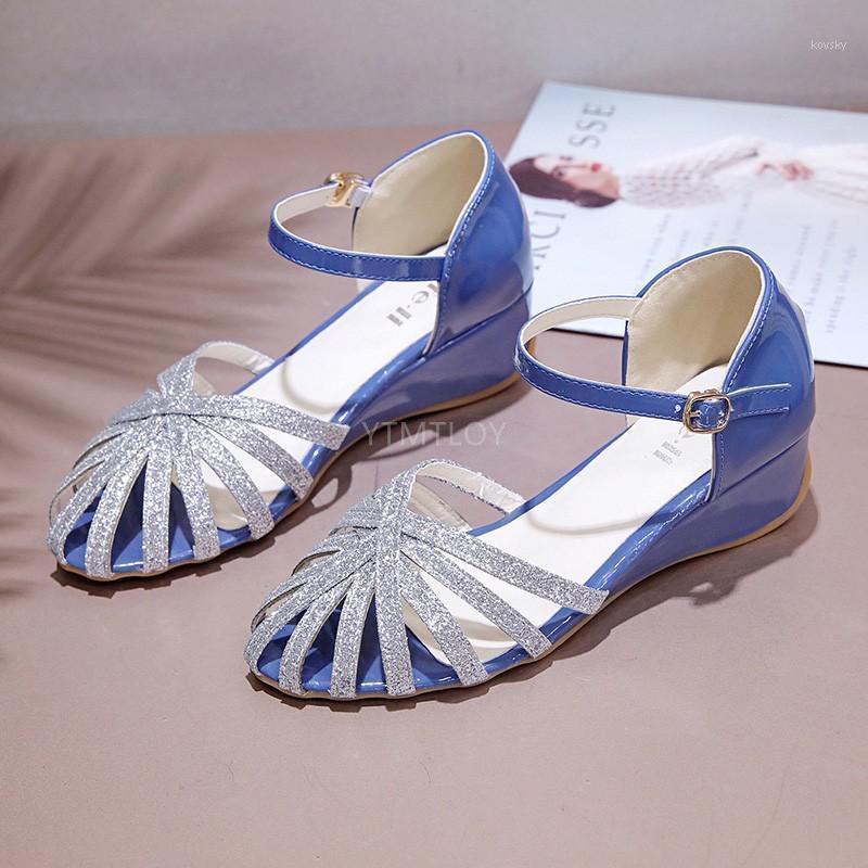 

2021 Summer Hollow Women Wedges Heels Sandals Casual Cover Heels Ladies Footwear Buckle Strap Sandalias Femenina1, Beige