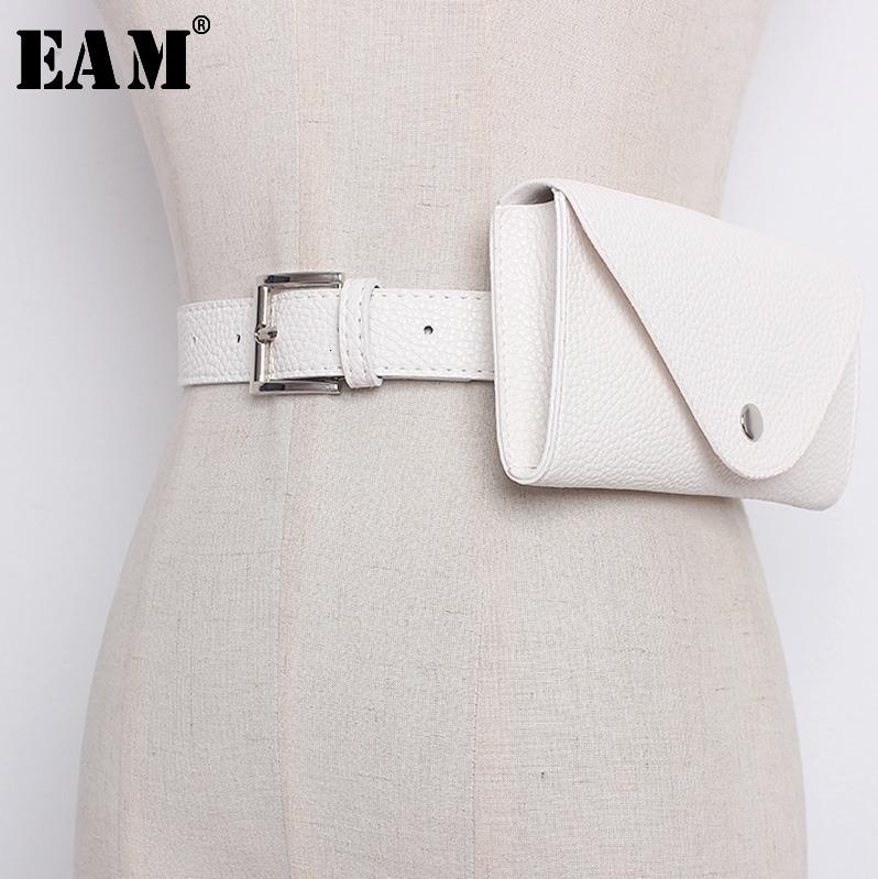 

EAM] 2020 New Product Fashion Women Simple Mini-Bag Pu Leather Asymmetrical High Quality Trendy Long Belt All-match 218, White