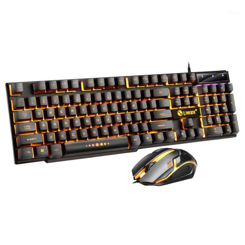 

Keyboard Set Suspended Concave Splash Proof Replacement Parts Home Office LED Rainbow Backlit Gaming Mouse Computer PC Wired USB1