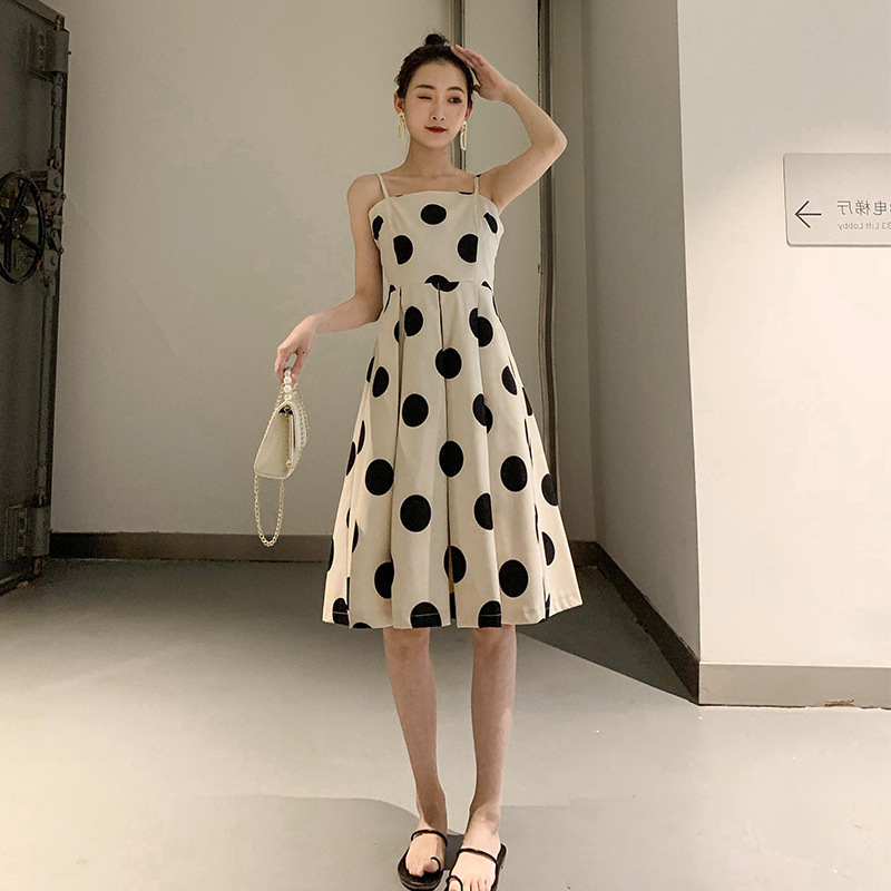 

New Women will see casual with sleeveless polka dots boho at knee height dressed as elegant party dresses plus size 2xl K5J8, Polka dot long dress.