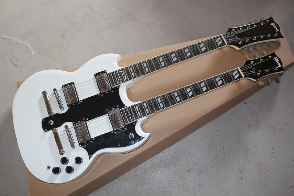 

New Arrival 6 + 12 Strings Double Neck Custom Guitar SG 1275 White Electric Guitar