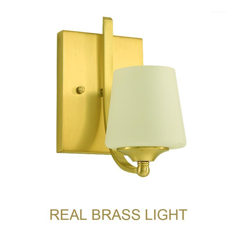 

Modern copper brass wall light lamp sconce foyer living bed room golden bronze LED wall lamp light copper brass glass1