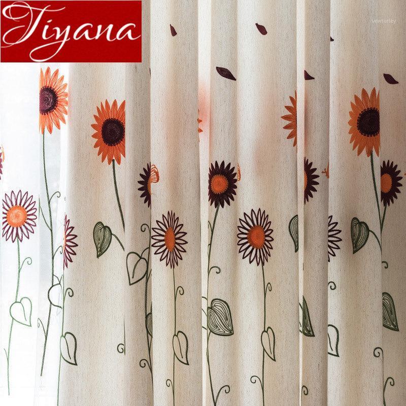 

Sunflower Curtain Blackout for Kids Room Linen Sheer Fabric for Window Bedroom Treatment Customize M&056#401, Tulle