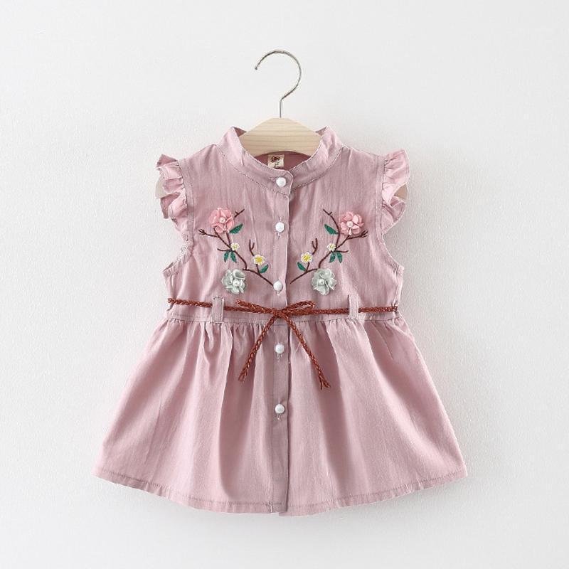 

Baby Kids Girls dress Lace Up Floral Print Princess Dresses Flowers Kids Dresses For Girls clothes Children Costume1, Pink
