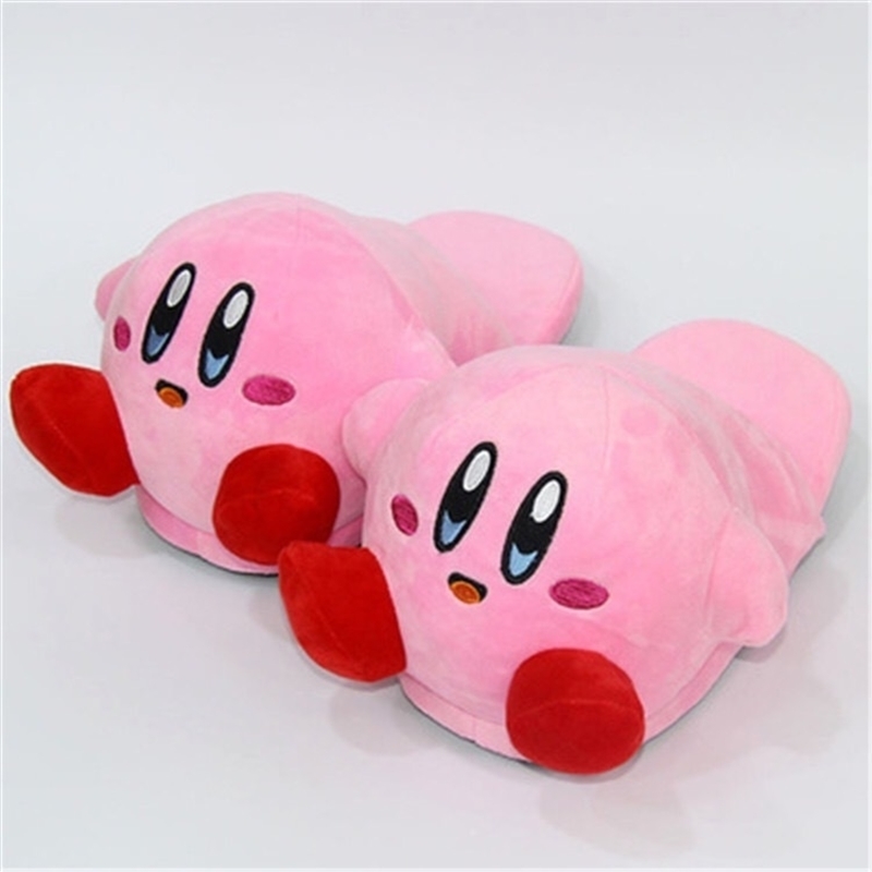 

28cm Kirby Plush Toy Kirby Indoor Slipper Winter Warm Shoes at Home for Adults Y201026