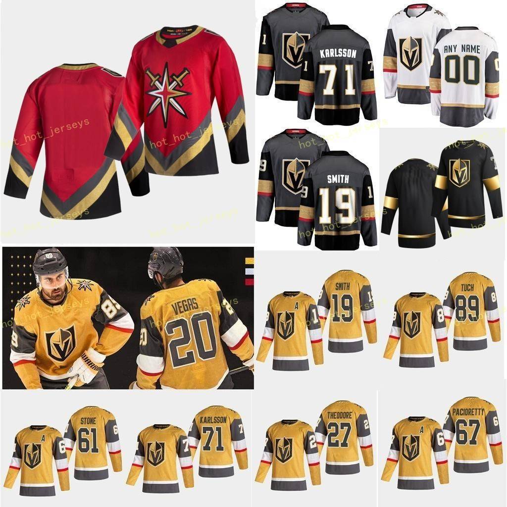 

Custom Vegas Golden Knights Smith Reilly 19 Stephenson Chandler 20 Stone Mark 61 Theodore Shea 27 Tuch Alex Whitecloud Men Women Youth, Black;red