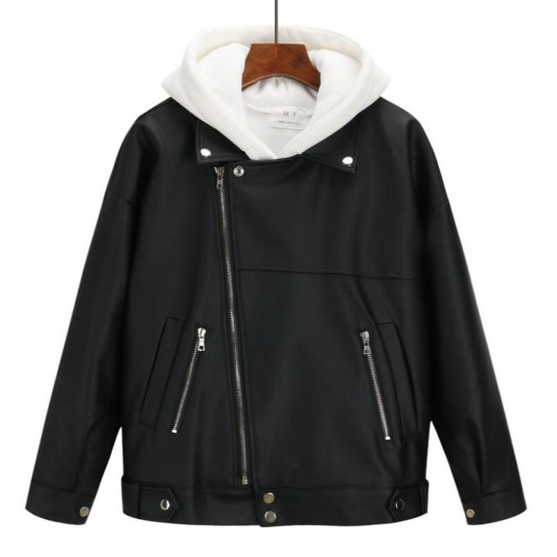 

New Arrival Women Autumn Winter Leather Jacket Oversized Boyfriend Korean Style Female Faux Coat Outwear Black