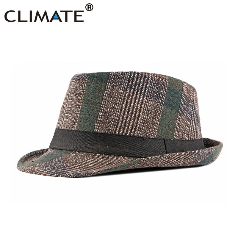 

CLIMATE Men Plaid Hat Cap Fedora Jazz Checks Formal Hats for Man Solid Winter Polyester Woolen Fedoras Cap Fedora Men Hat, Black