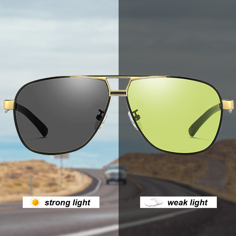 

Pilot Sunglasses Polarized Men Photochromic Sunglasses Day Night Driving Fishing HD Glasses For Women