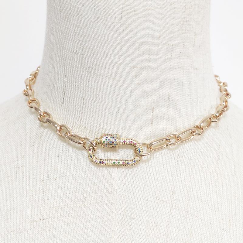 

punk style gold color chain women delicate exaggerated colourful spiral buckle men necklace 2020 fashion jewelry korean choker