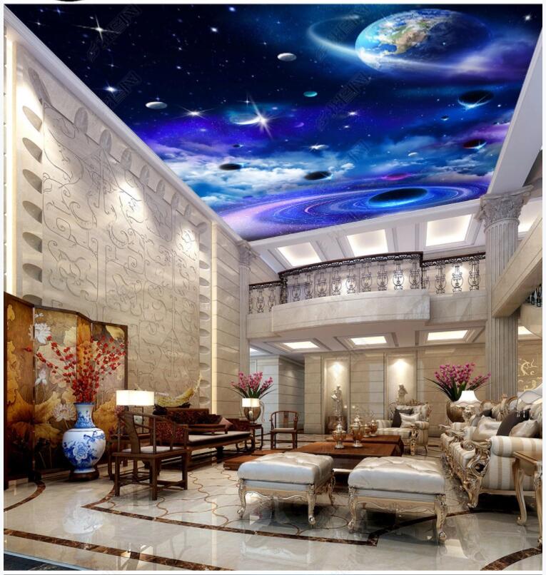 

3d ceiling murals wallpaper custom photo HD Milky Way Starry Planet painting 3d wall murals wall papers home décor in the living room, Customize