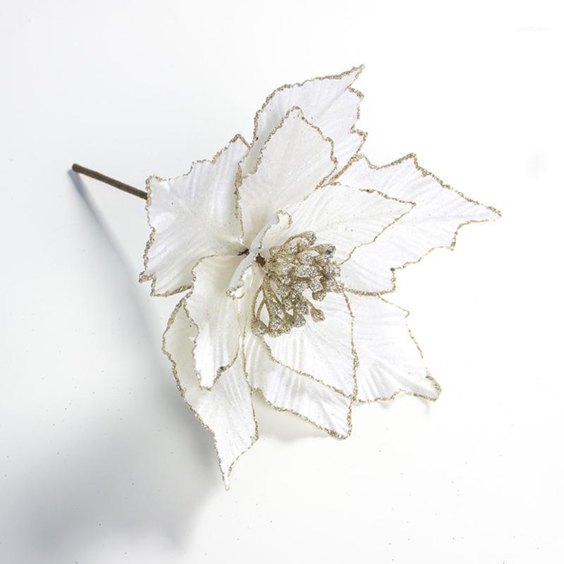 

Artificial Poinsettia Christmas Tree Ornaments Simulated Leaves Xmas Decoration1