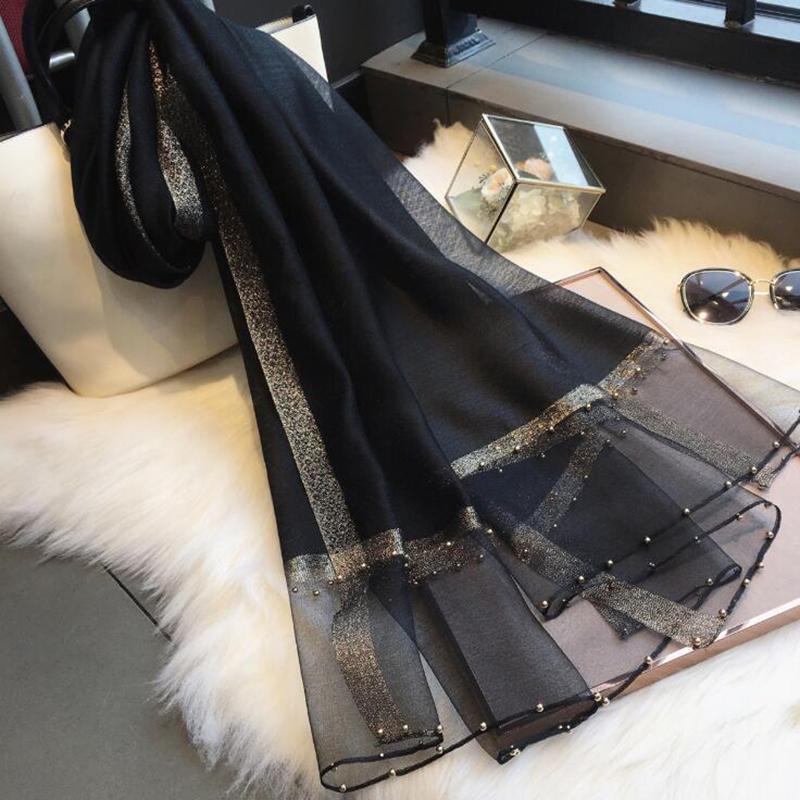 

2020 New Summer Silk Scarf For Women Long Size Lady Shawl Female Wraps Bandana Foulard Hijabs Solid Soft Beach Stoles