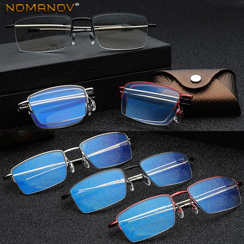 

Folding Progressive Multifocal Reading Glasses Alloy Glasses Frame See Near And Far TOP 0 ADD +0.75 To +4 with Case