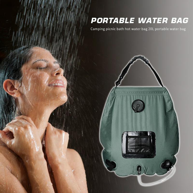 

PVC Water Storage Bag Outdoor Camping 20L Portable Solar Travelling Easy Carrying Durable Parts Heated Shower Bath Bag, As pic