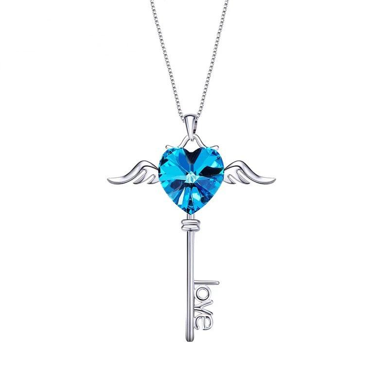 

New Angel Heart Wing Pendant Necklace For Women Girls Party Engagement Wedding Jewelry