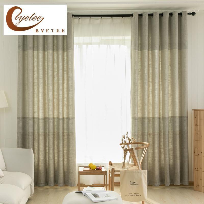 

byetee] Blackout Kitchen Luxury Curtains Doors For Bedroom Modern Cotton Linen Living Room Window Curtain Fabrics Drapes1, C1