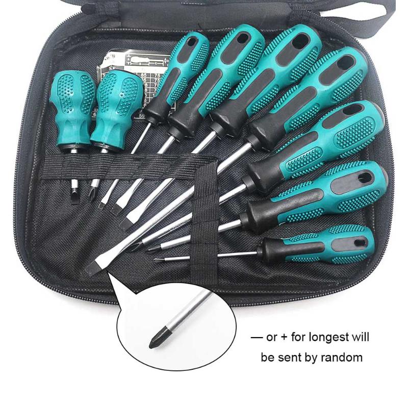

9pcs Multi Screwdriver Set Multi-fonction Repair hand Tool Set-Blue-green Handle&Black Repair Tool Screw Driver with Bag