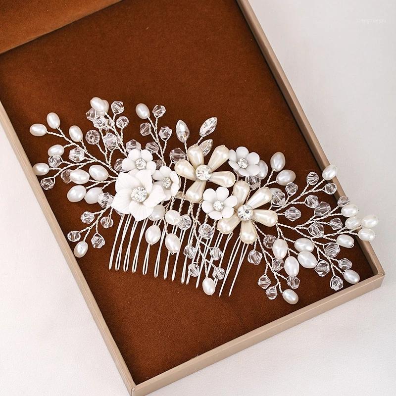 

Korea Wedding Crystal Peals Hair Combs Bridal Clips Accessories Jewelry Handmade Women Head Ornaments Headpieces For Bride & Barrettes, Golden;silver