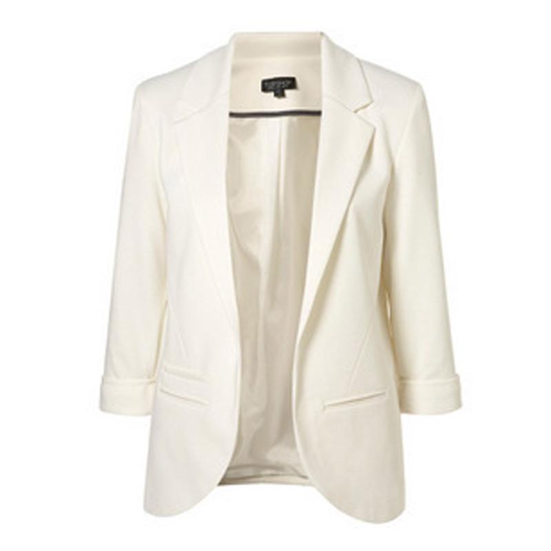

Autumn Women 7 Colors Slim Three Quarter Blazer Jackets Notched Office Work Open Front Blazer Outfits Candy Color Coats, Black