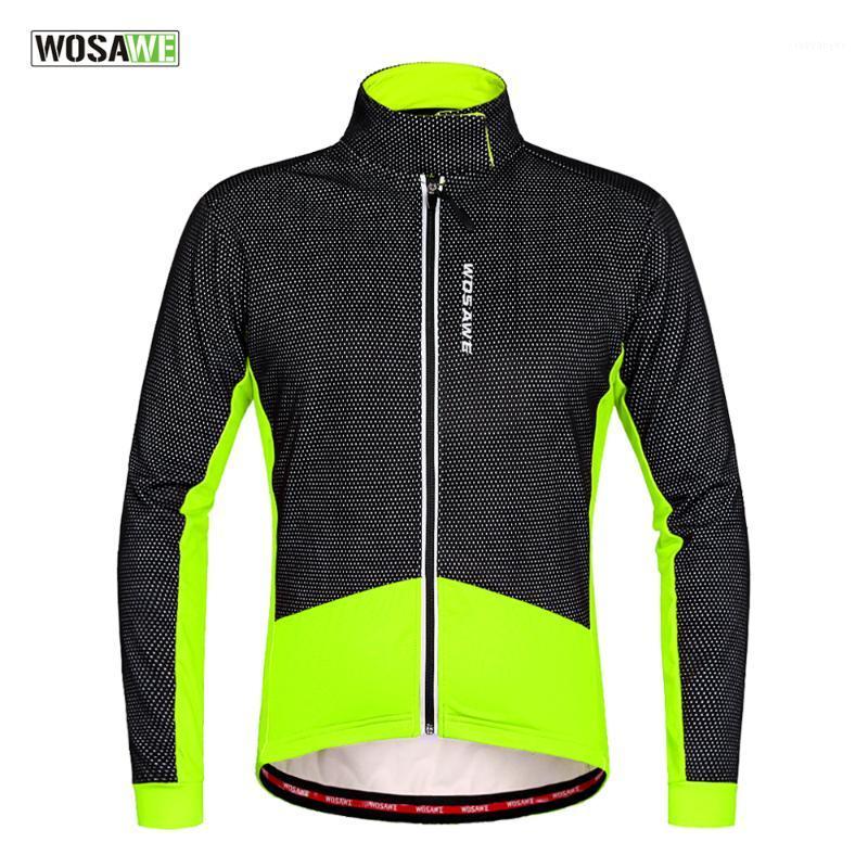 

WOSAWE Winter Thermal Fleece Cycling Jacket Windproof Long Sleeve Cycling Jersey Clothing MTB Mountain Road Bike Wind Coat1, Green