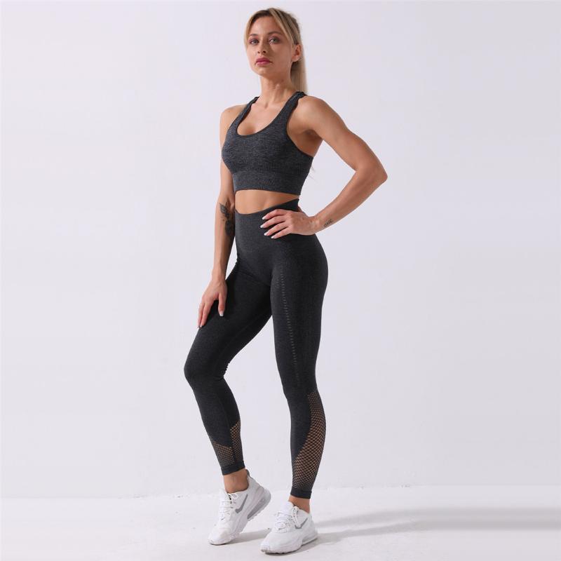 

Sports Suit 2PCS Seamless Yoga Set Women Fitness Clothing Gym Leggings Push Up Sports Bra Racerback Sportswear Female A020BP, Bra pants lightgreen
