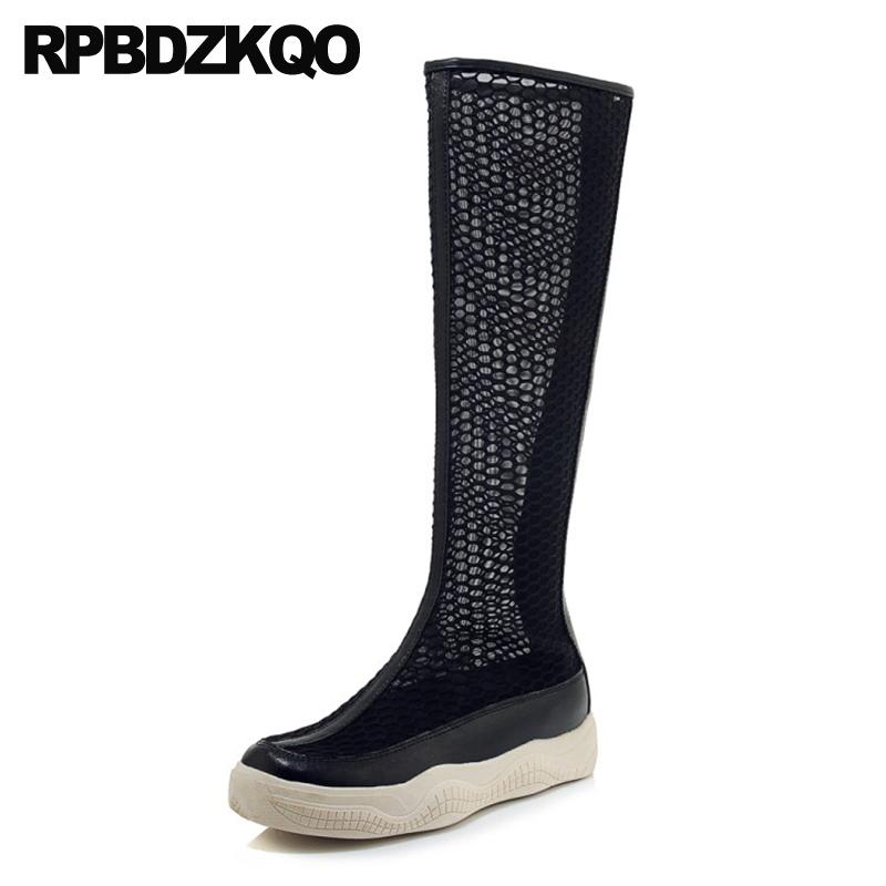 

shoes women flat plus size high heel knee fashion big long 12 44 white elevator mesh boots 13 45 platform black new